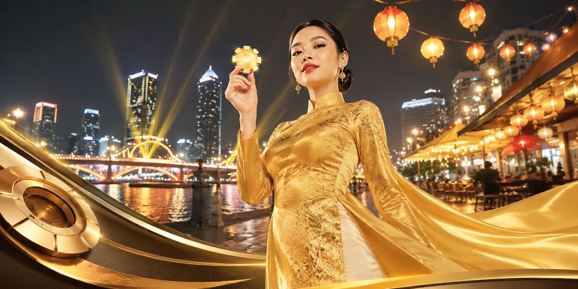 Người dùng VIP nhận ưu đãi thưởng tại Đà Nẵng trong trang phục áo dài